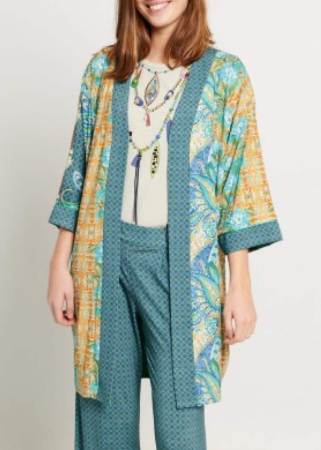 Clip mariposa étnico melocotón Kimono Estampado Mujer ⋆ Lopezientos