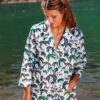 americana mujer corta estampada