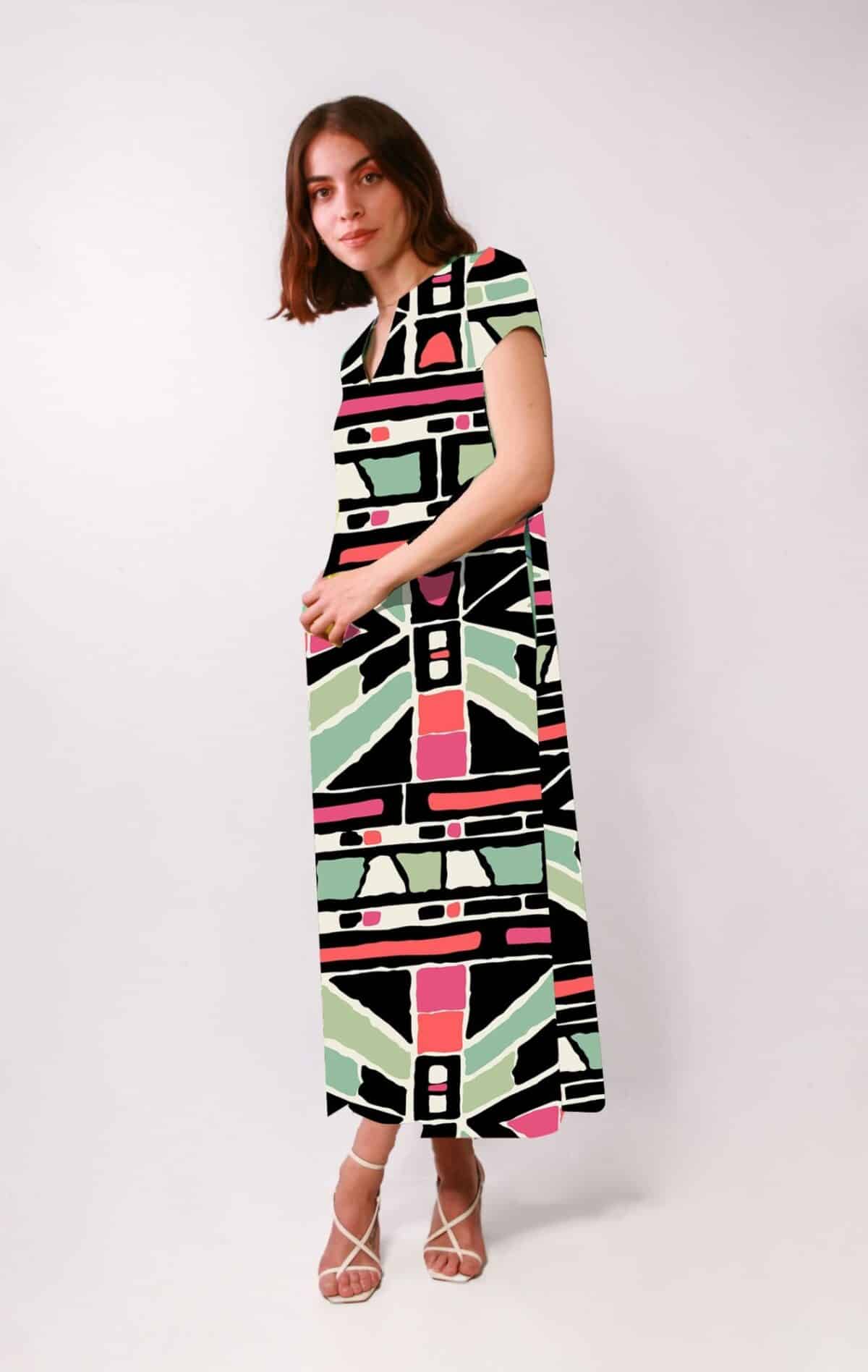 vestido mujer midi estampado