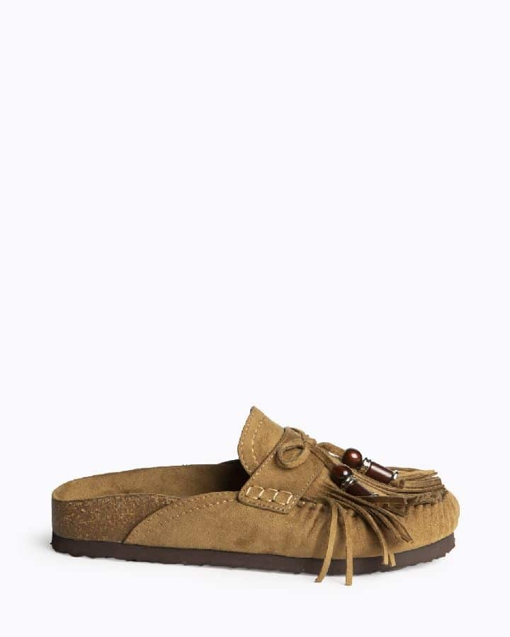 mule mujer con flecos