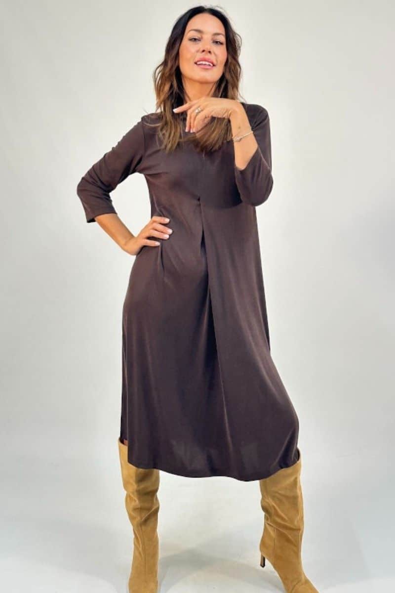 vestido midi escote en pico