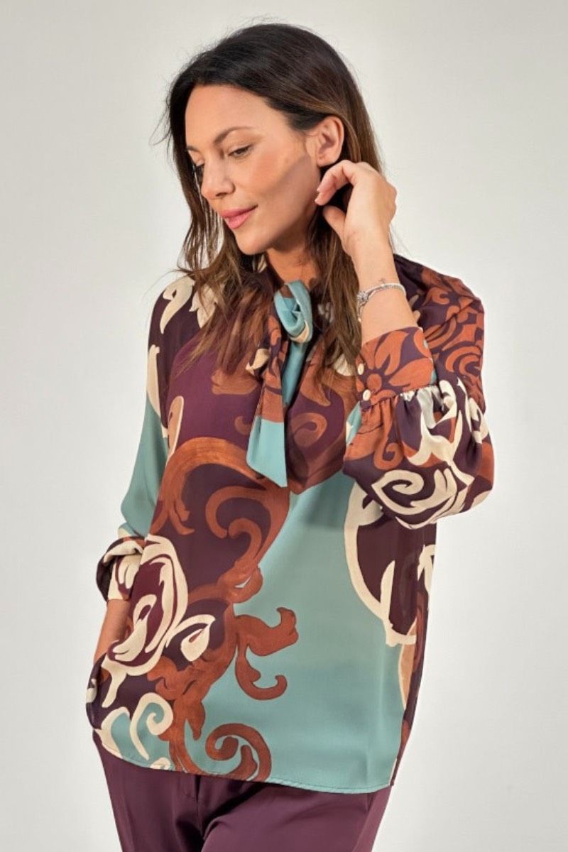 blusa mujer lazo estampada