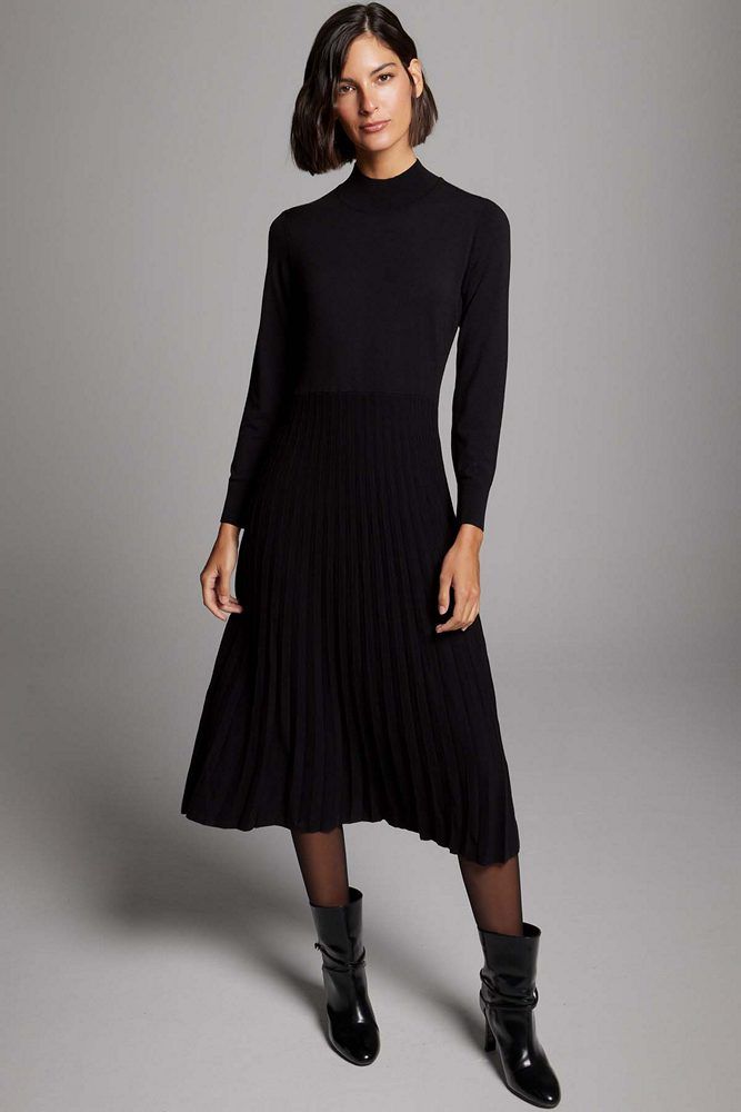 vestido mujer largo liso plisado