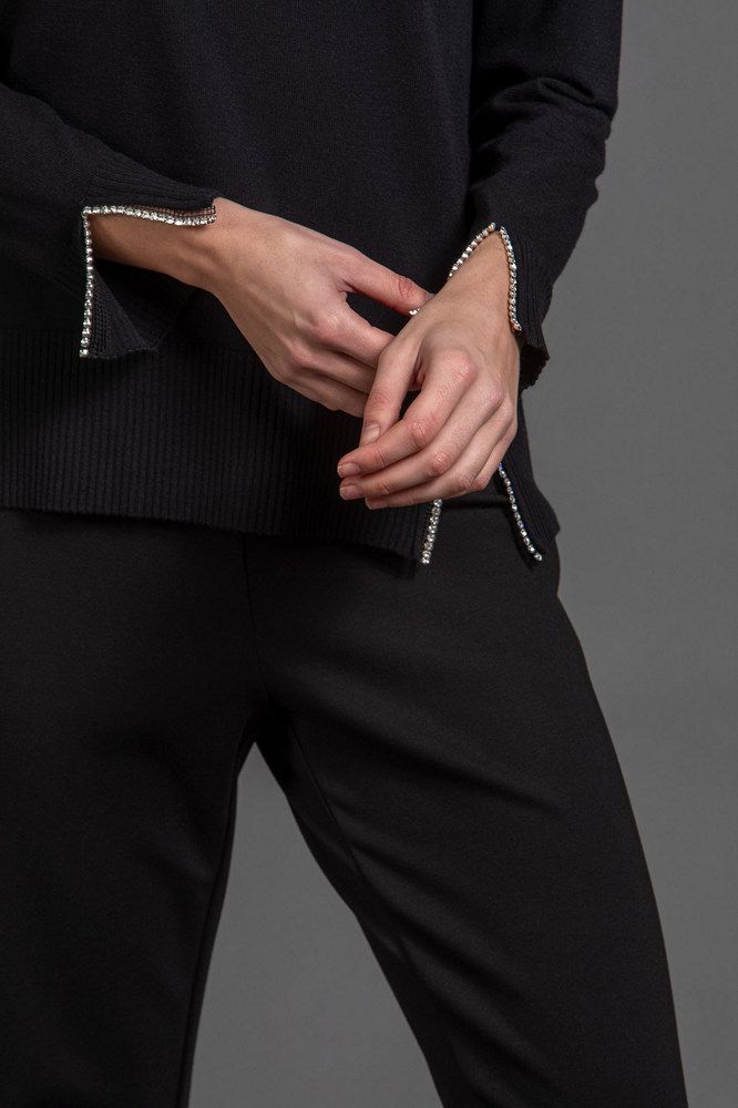 jersey mujer cuello redondo strass