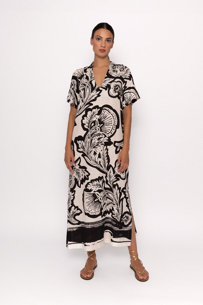 vestido midi cuello polo