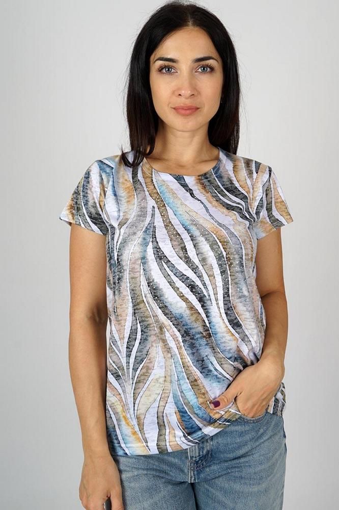 camiseta mujer estampada strass