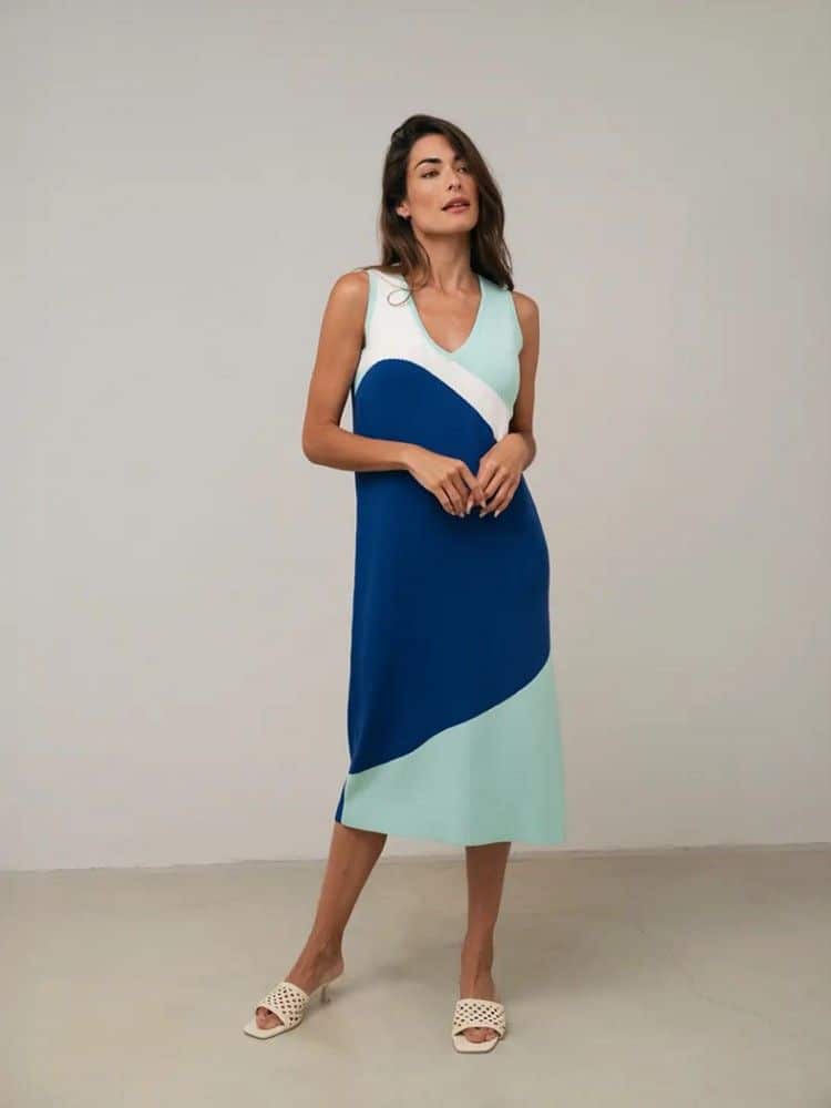 vestido mujer midi intarsia