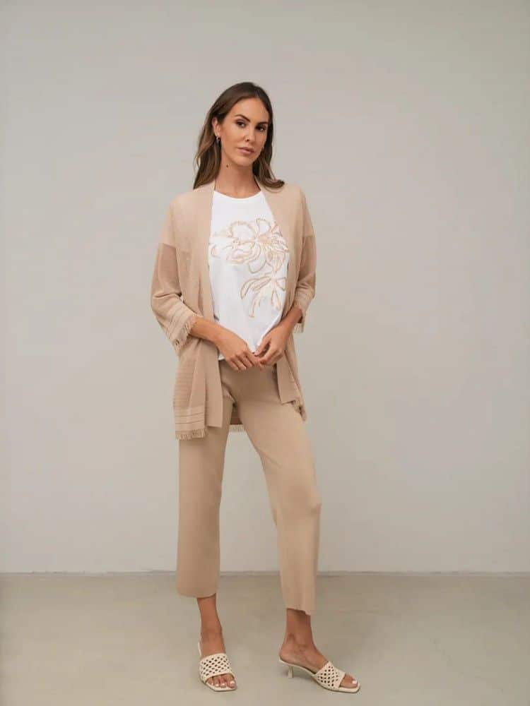 chaqueta mujer punto flecos