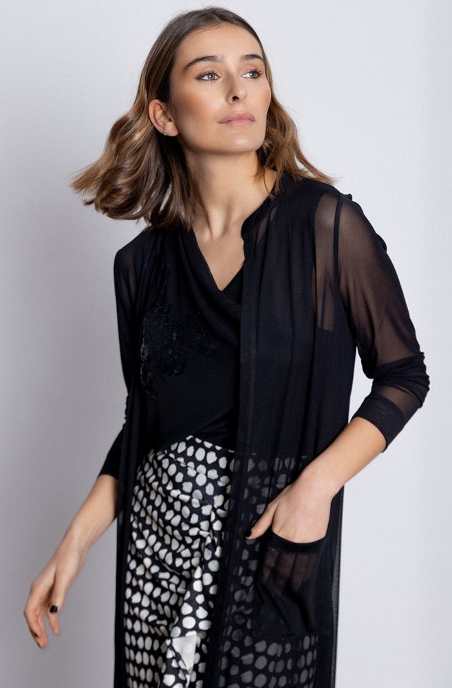 chaqueta mujer tul negra