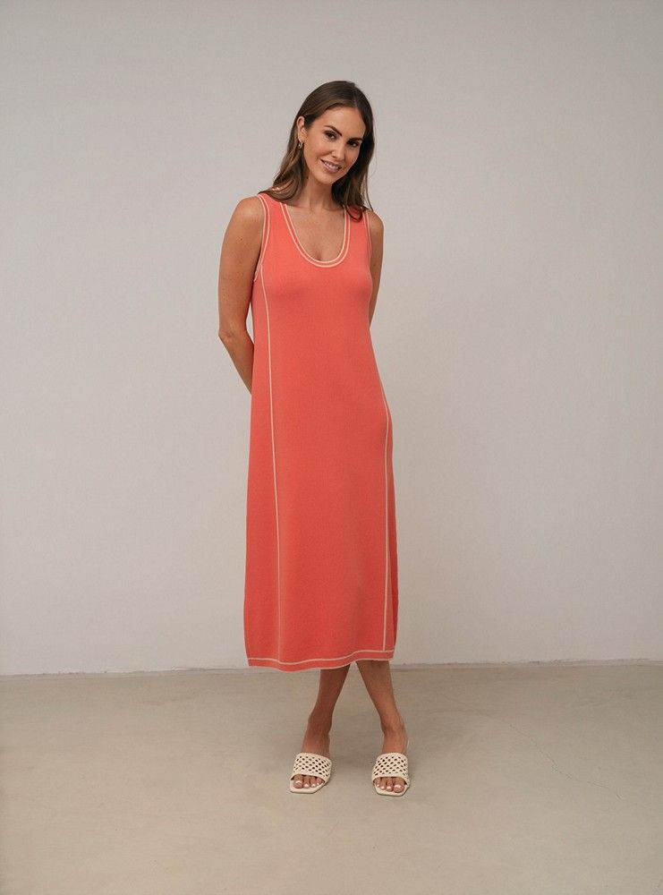 vestido mujer midi contrastes