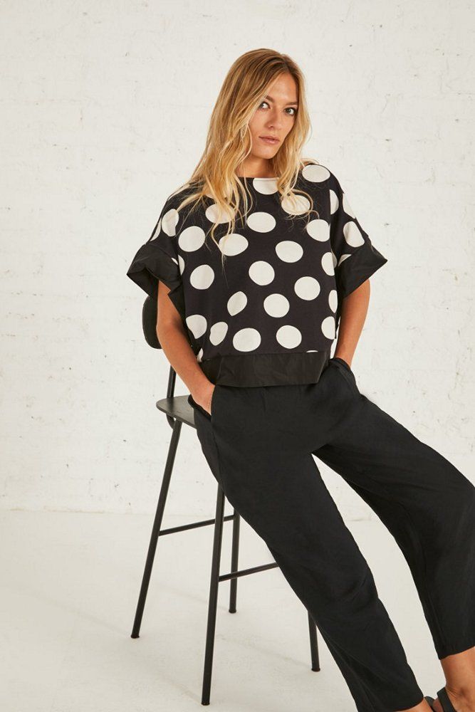 top mujer felpa lunares