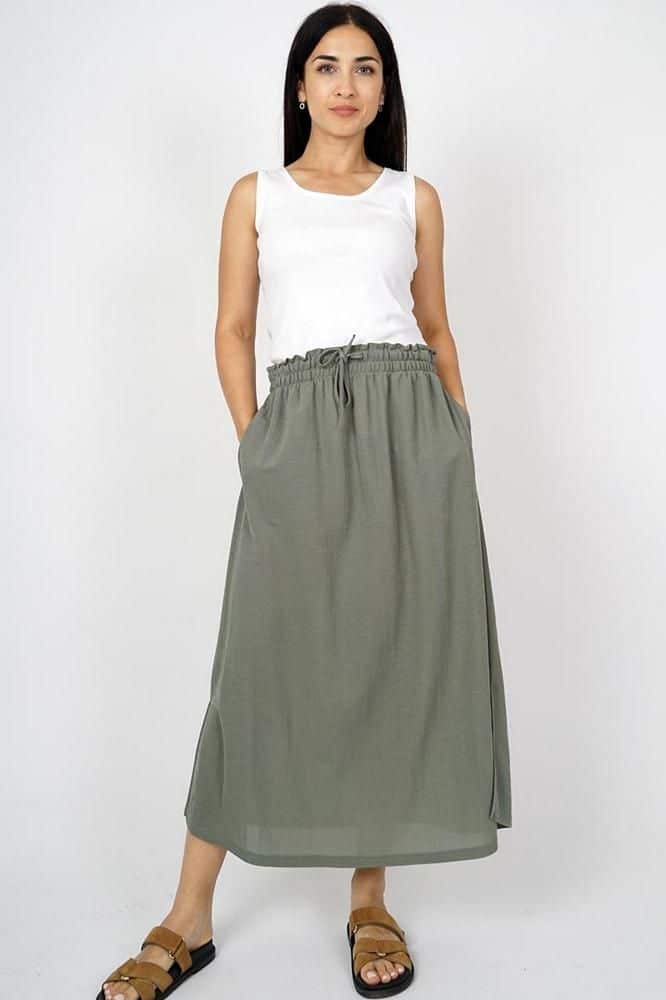 falda midi cintura elástica