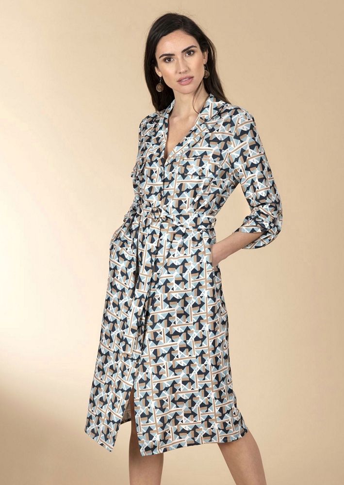 vestido camisero estampado