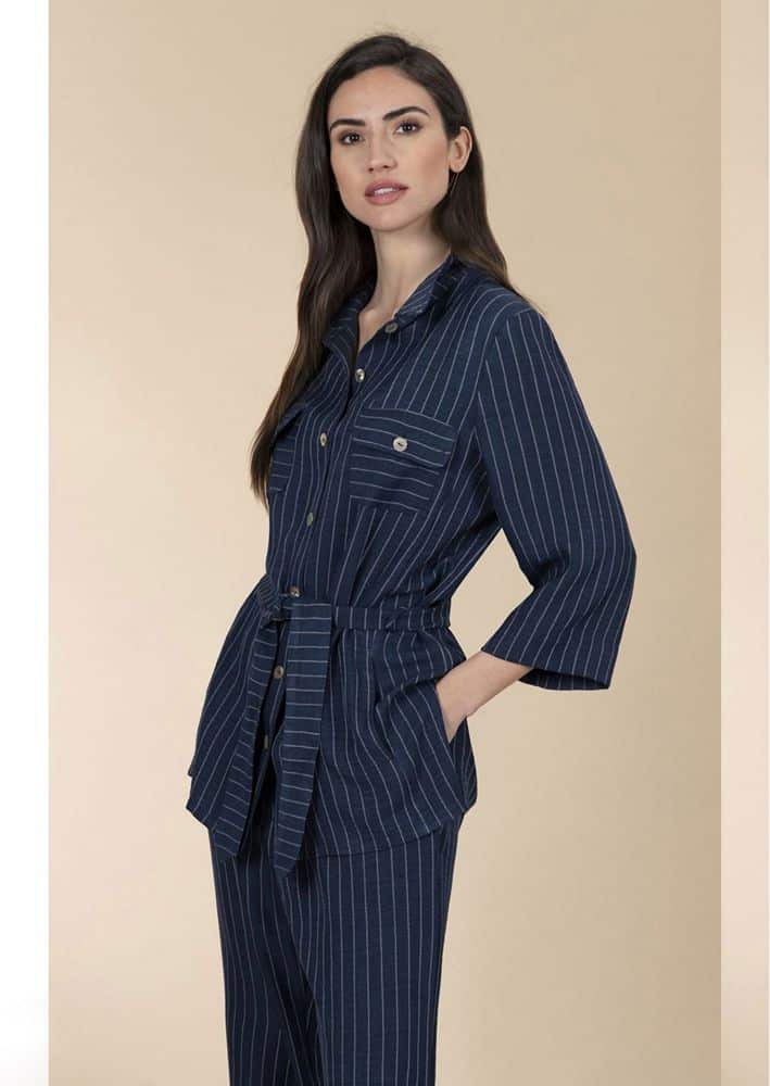 conjunto mujer rayas cinturón