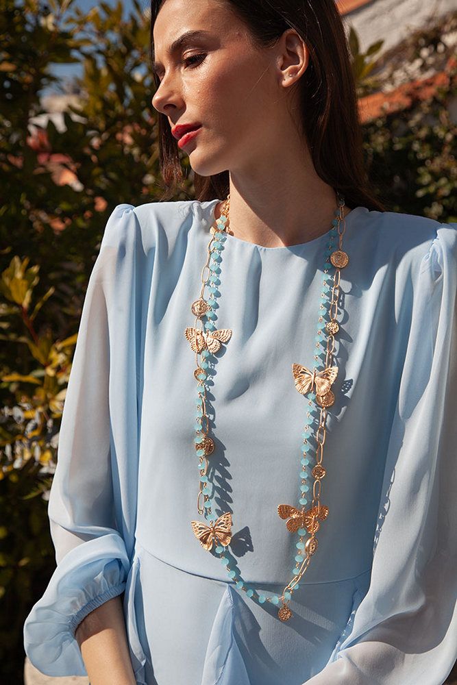 collar mujer mariposas evento