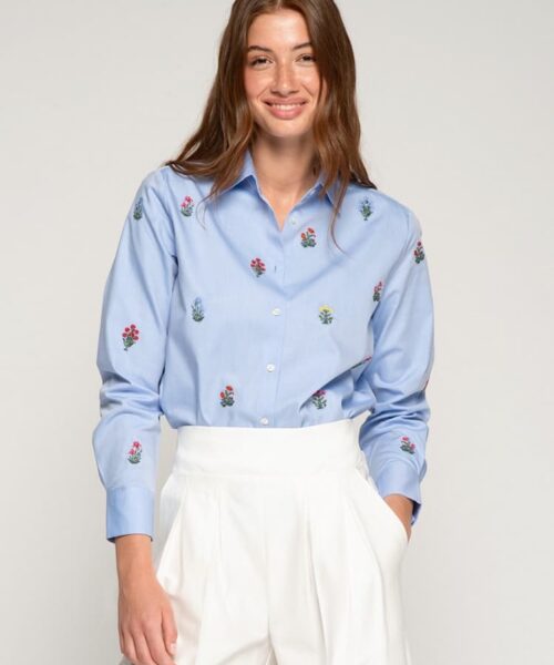 camisa azul manga larga de vilagallo tienda de ropa lopezientos