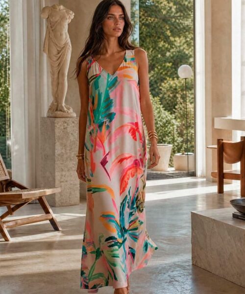 vestido parole italy estampado rosa tienda de ropa lopezientos